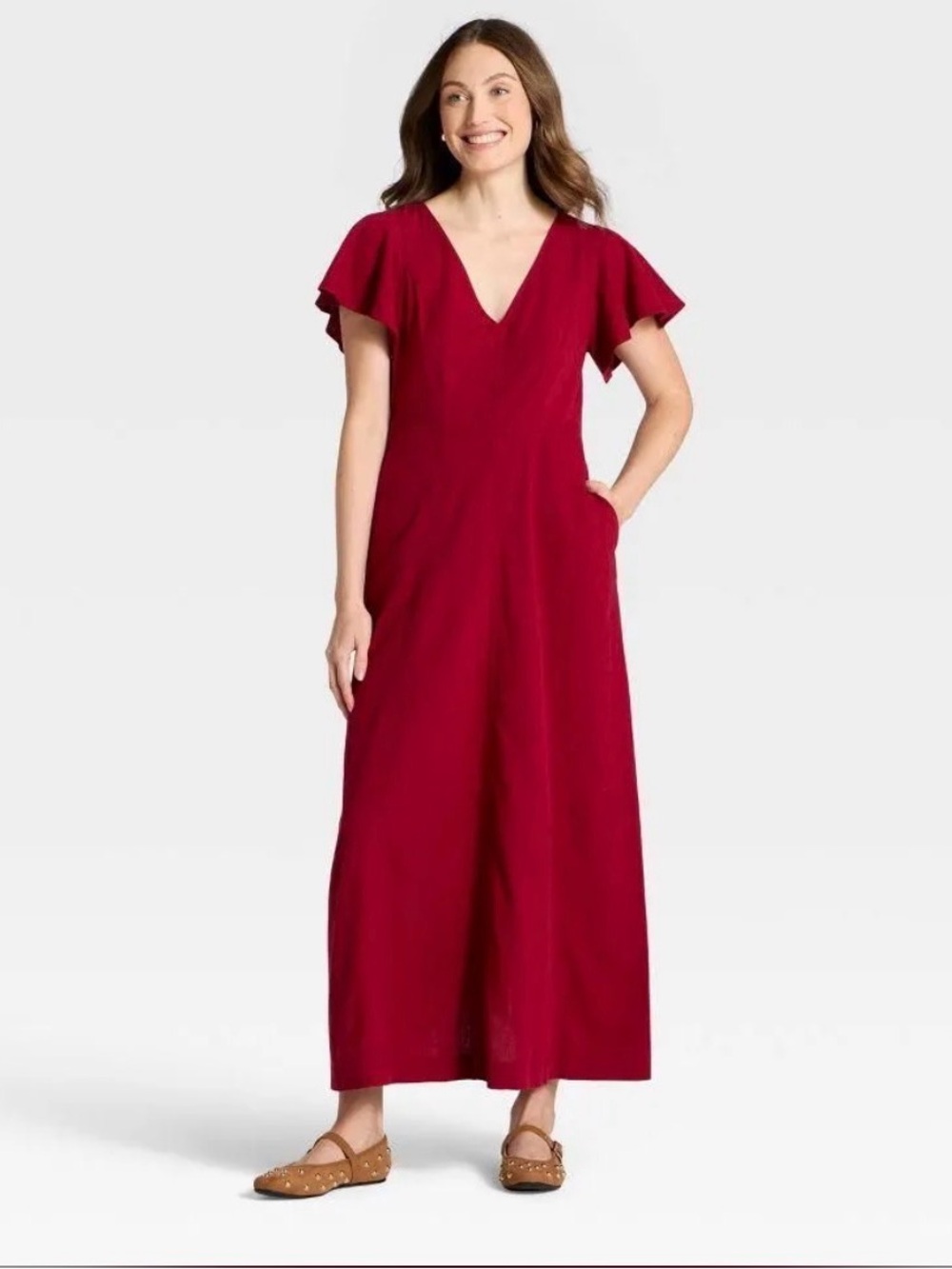 🌺NWOT UNIVERSAL THREAD RED COTTON BLEND MAXI DRESS🌺